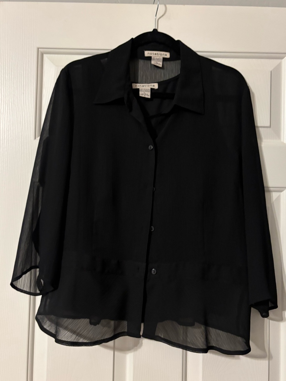 Notations Black Sheer Cami and Button-Up Blouse